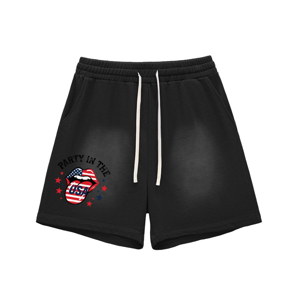 Sun Fade Raw Edge Cotton Shorts