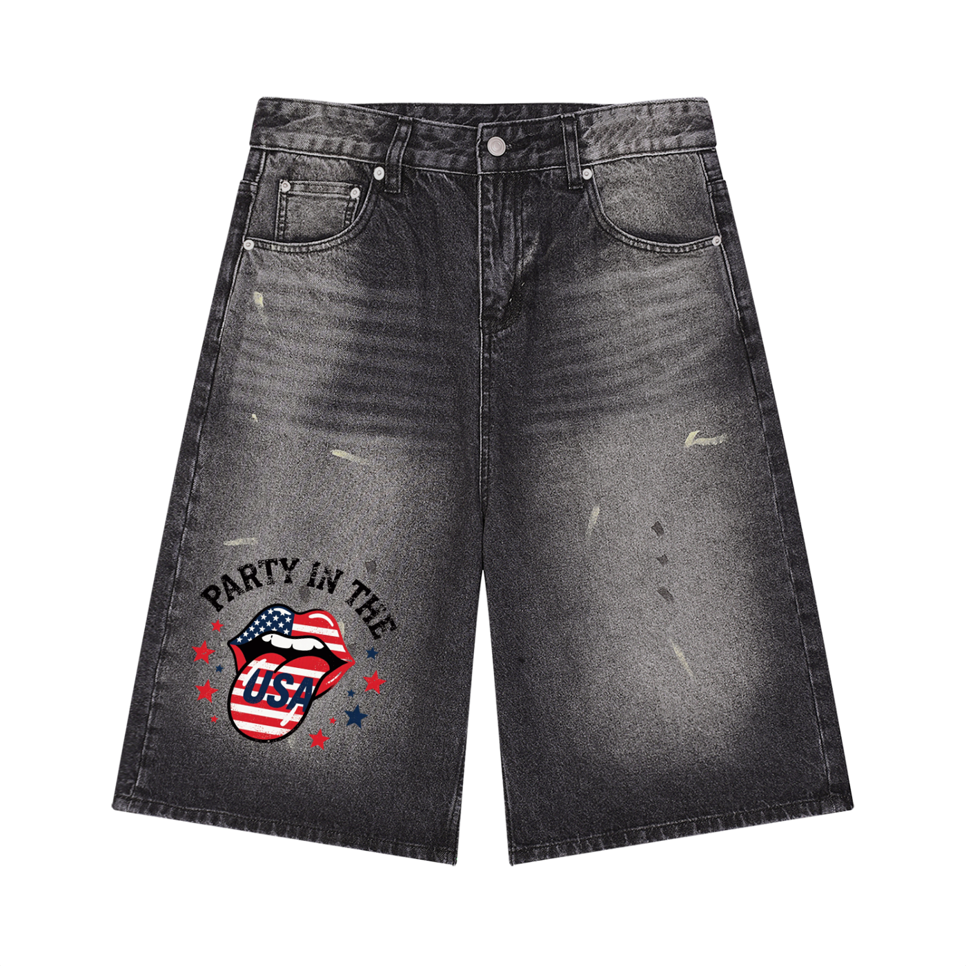Men’s Vintage Wash Wide Leg Denim Shorts