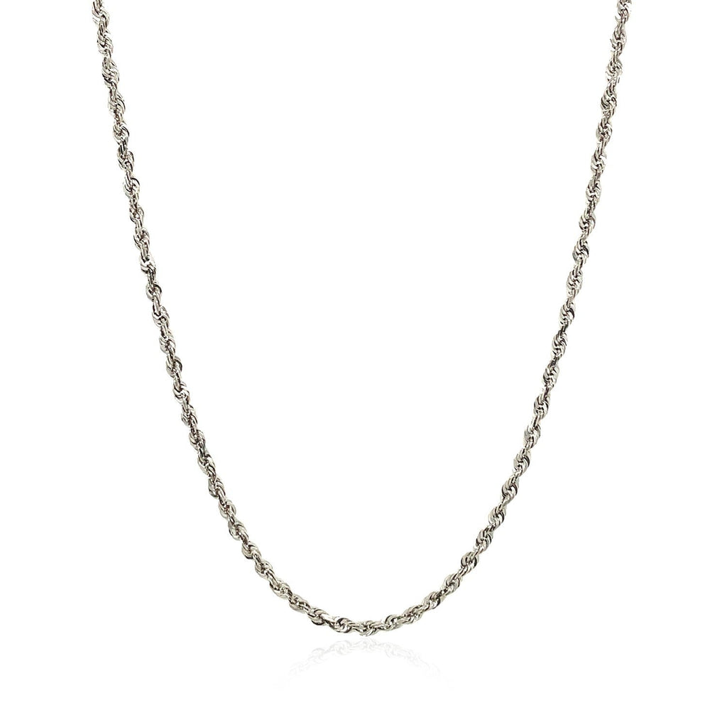2.0mm 14k White Gold Solid Diamond Cut Rope Chain