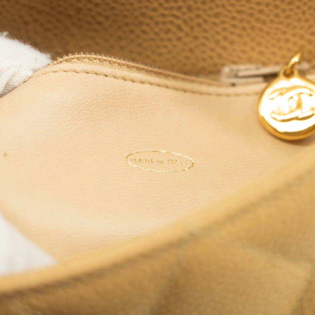 Chanel Beige Caviar Skin Quilted Matelase Shoulder Bag #3971