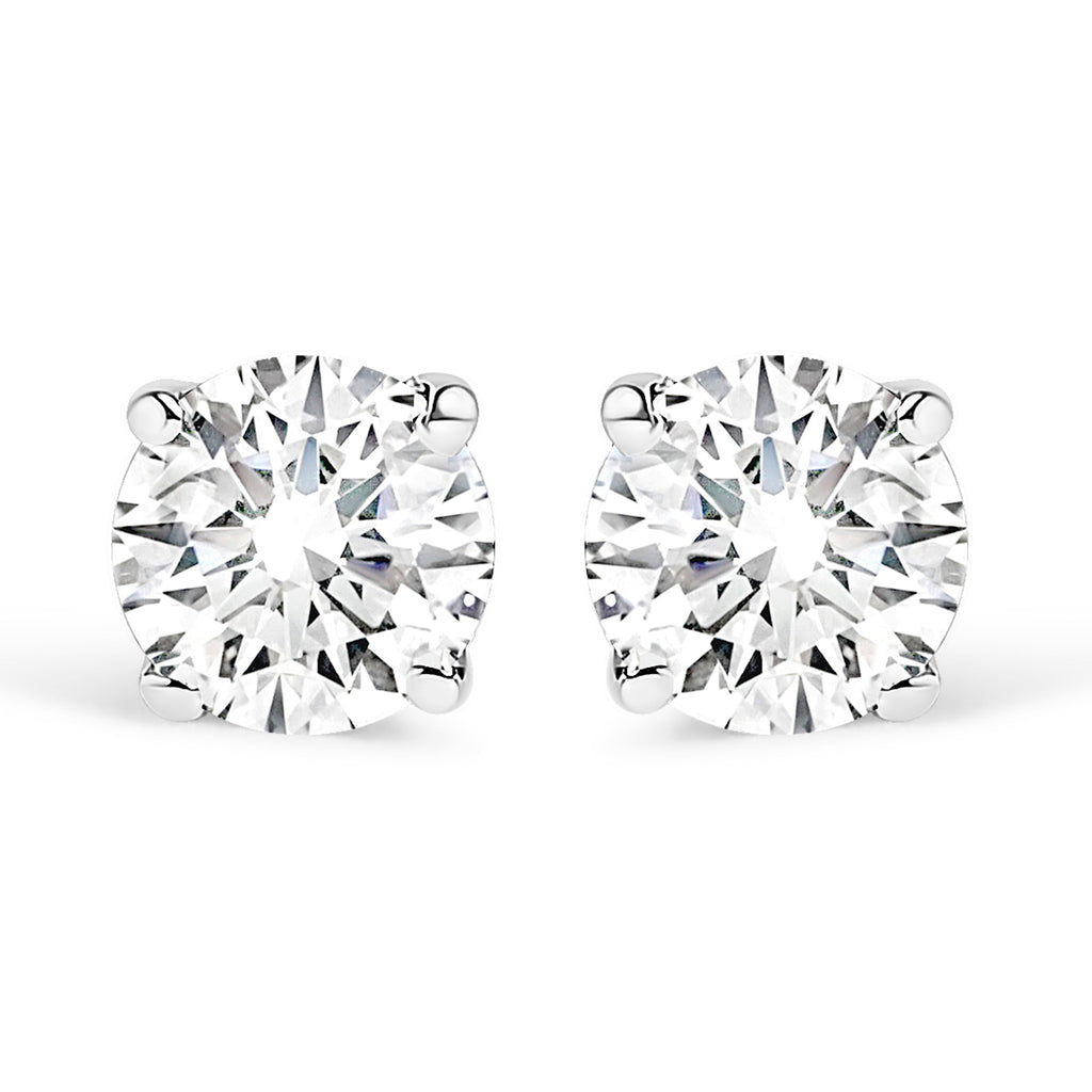 .925 Sterling Silver 1/5 Cttw Round Lab Grown Diamond Classic 4-Prong Solitaire Stud Earrings (F-G Color, VS1-VS2 Clarity)