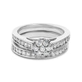 Sterling Silver 1/2 Cttw Diamond Cluster Flower Bridal Set