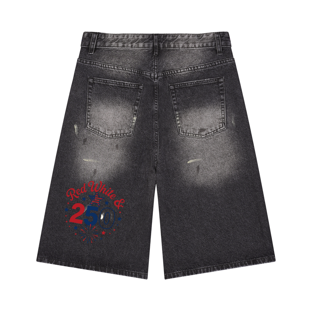 Men’s Vintage Wash Wide Leg Denim Shorts