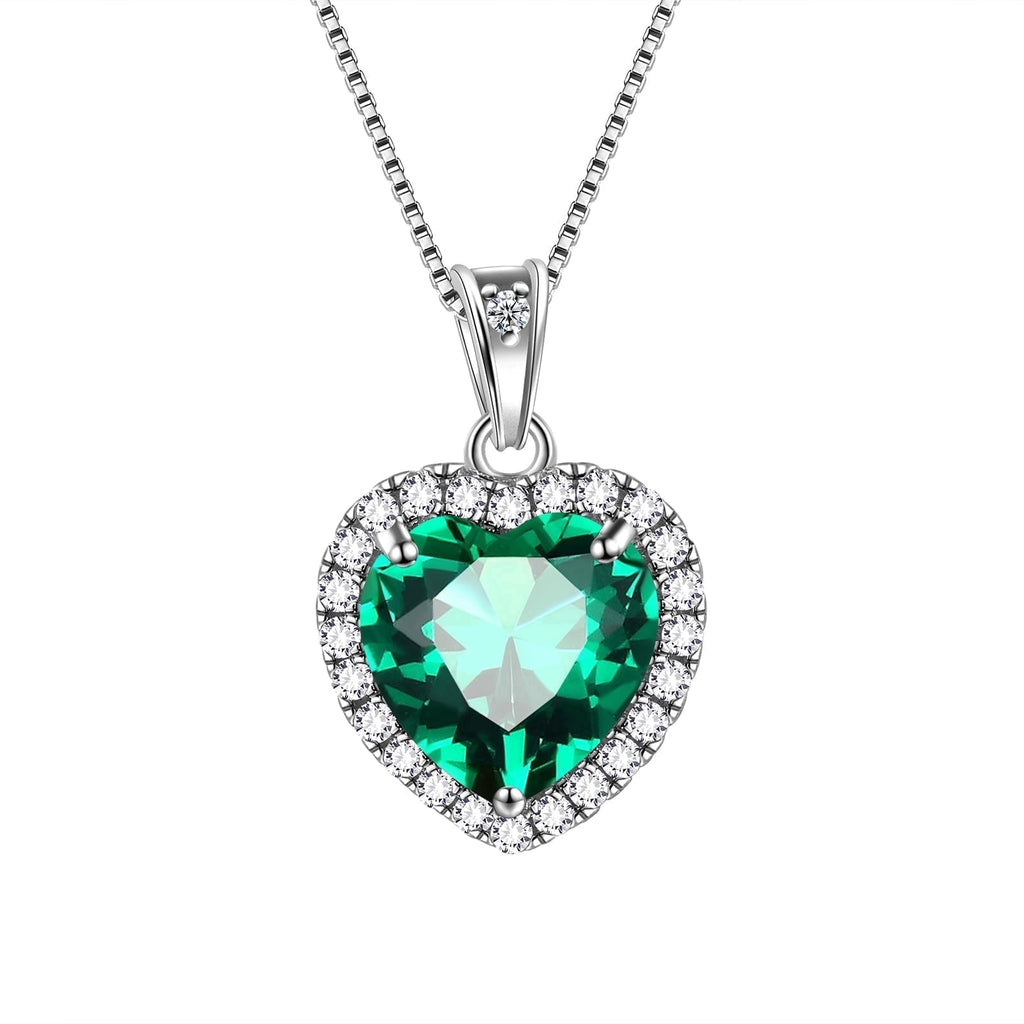 Stunning May Birthstone Heart Necklace for Women - Elegant Green Emerald CZ Pendant in 925 Sterling Silver - Perfect Gift for Mother's Day, Birthdays, and More!