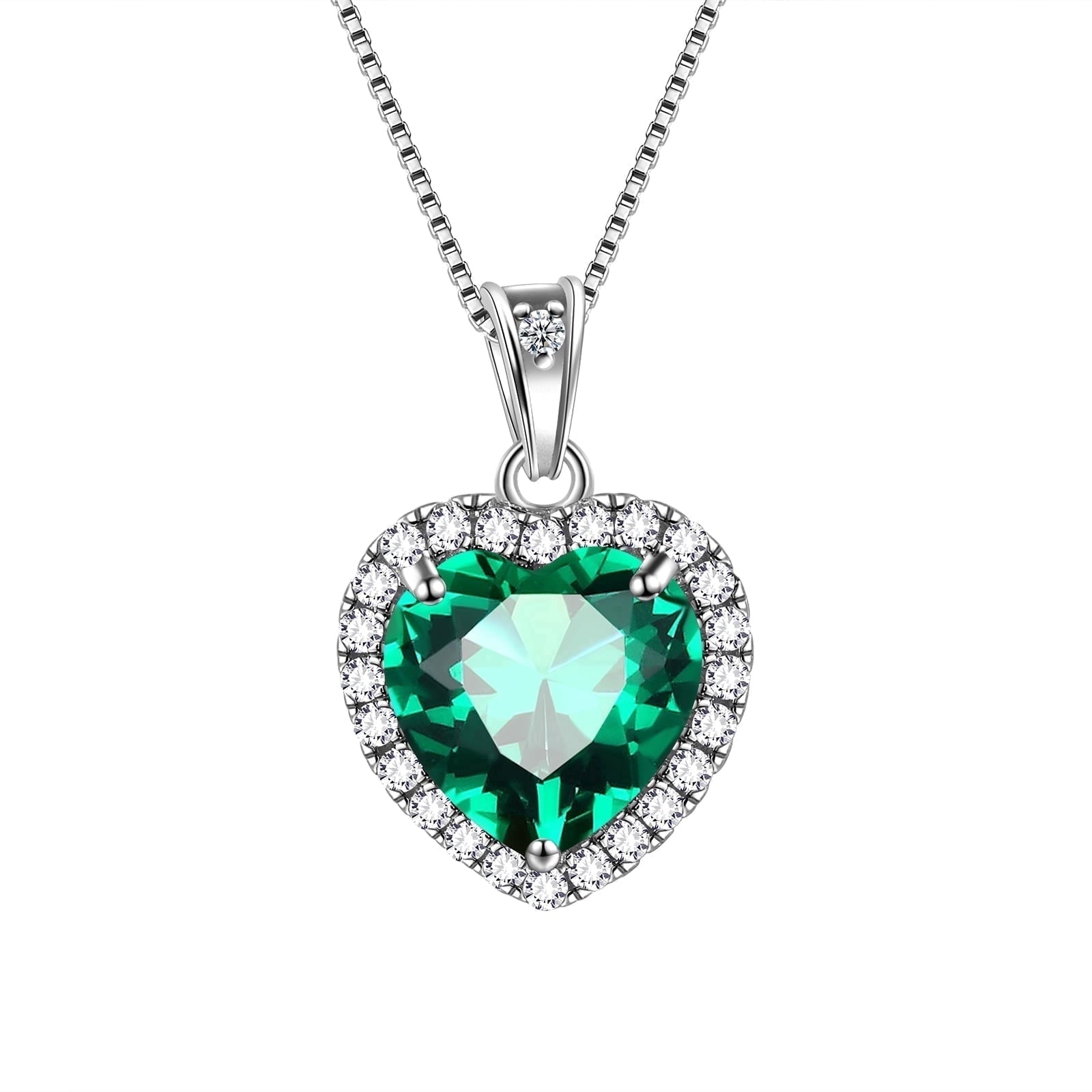Stunning May Birthstone Heart Necklace for Women - Elegant Green Emerald CZ Pendant in 925 Sterling Silver - Perfect Gift for Mother's Day, Birthdays, and More!