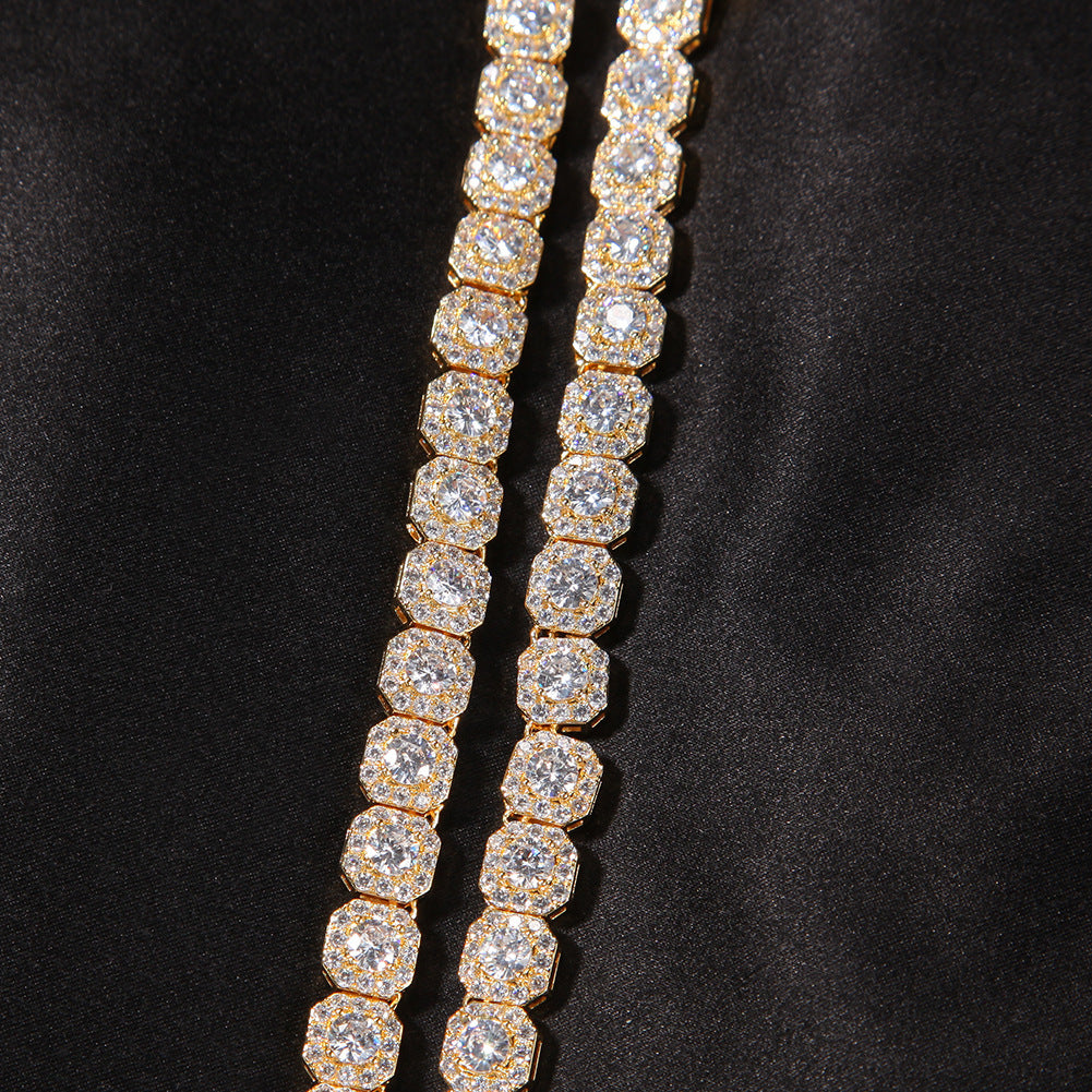 Hip-hop 9mm square rock candy zircon bracelet