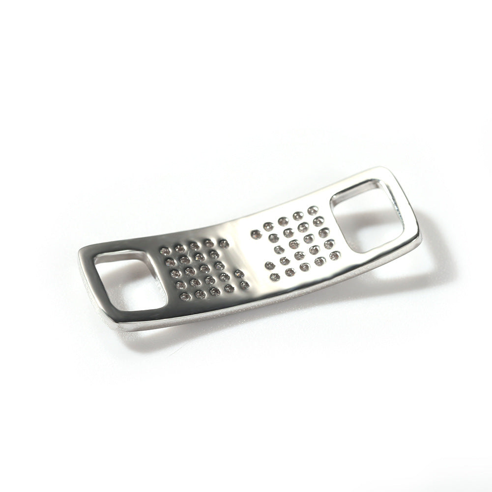 Hip-hop zircon cross smiling face broken heart shoe buckle