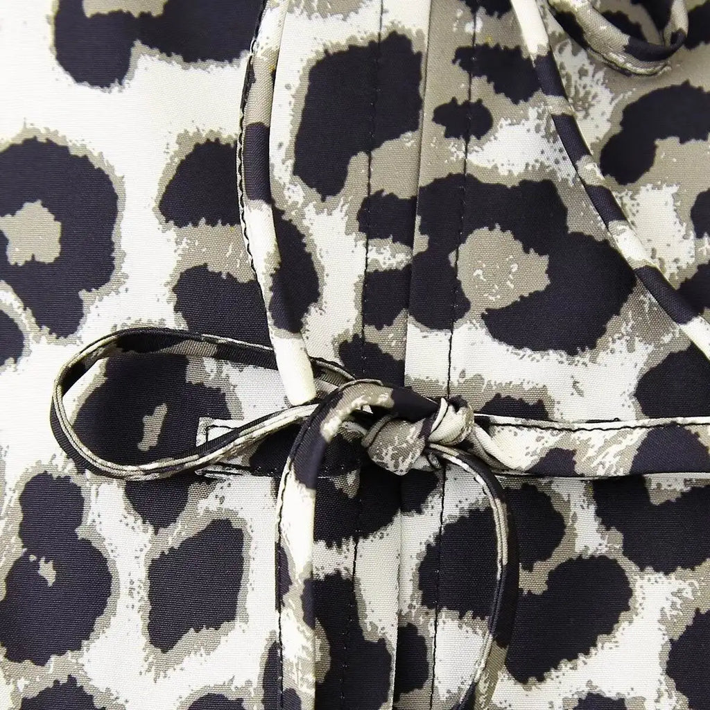 Leopard Blouse Puff Sleeve Crop Top Women's Summer Clothing