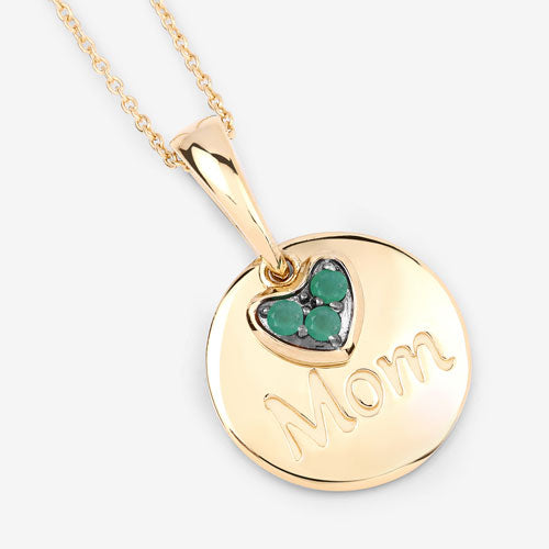 0.17 Carat Genuine Emerald .925 Sterling Silver Pendant